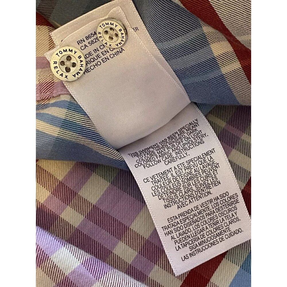 Tommy Bahama Men's Small Pale Wisteria Kookabura Plaid Long Sleeve Shirt - Picture 4 of 9